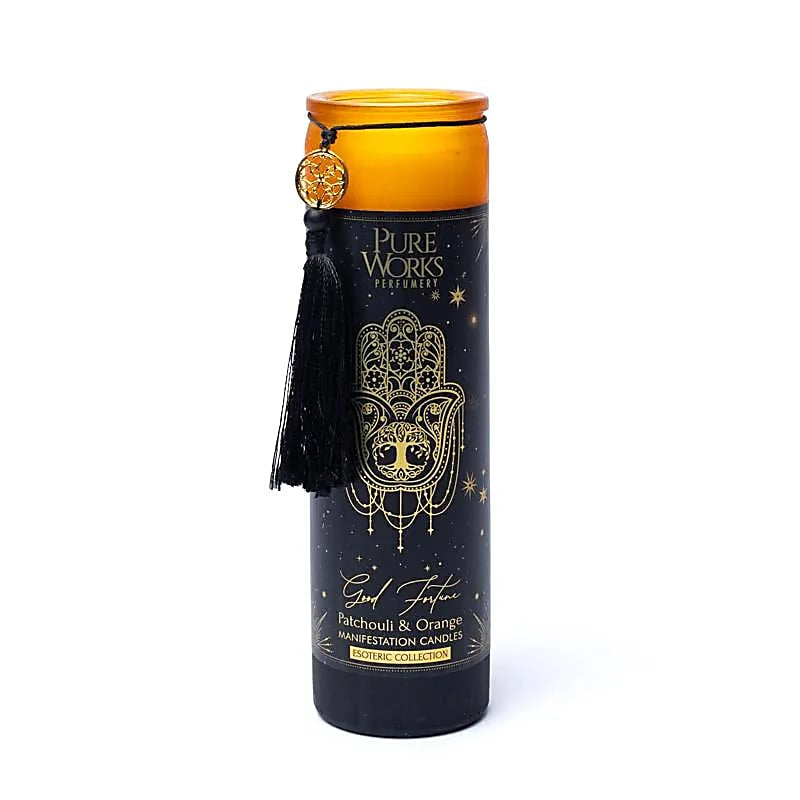 Good Fortune Candela in vetro con Nappa - Patchouli e Arancia - clorophilla-shop