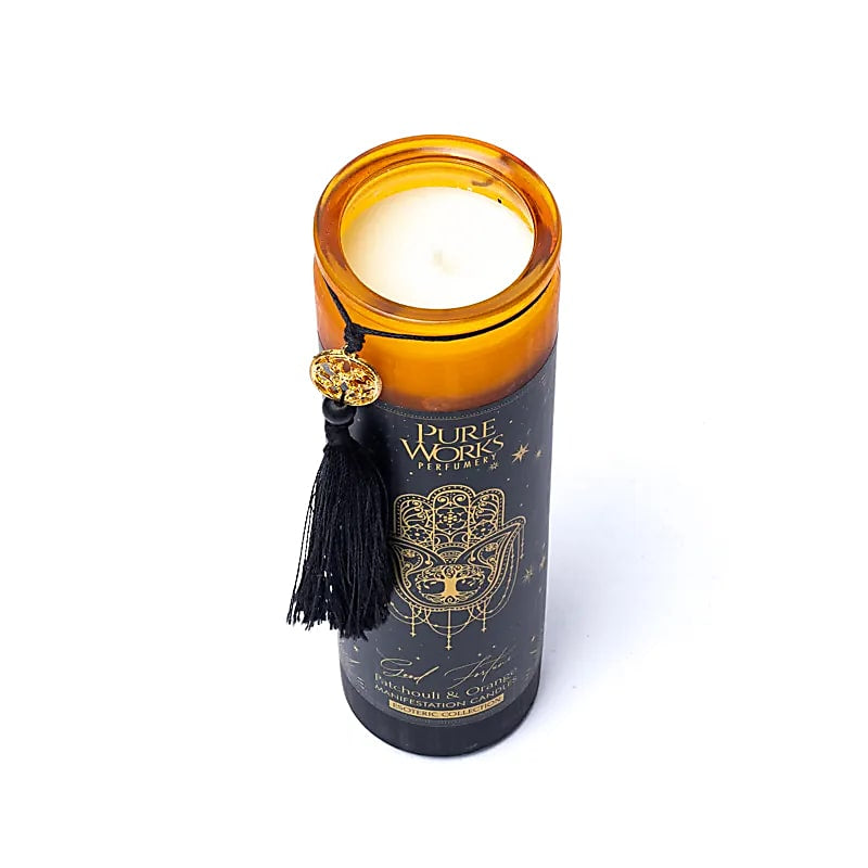 Good Fortune Candela in vetro con Nappa - Patchouli e Arancia - clorophilla-shop