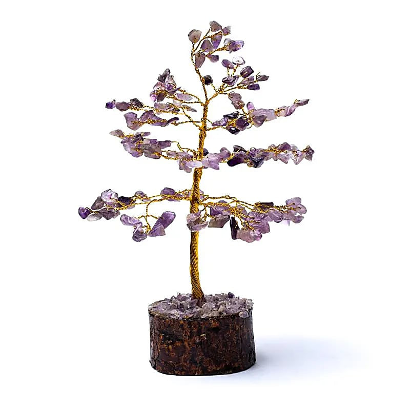 Albero in Ametista con base in legno di Neem - 18cm - clorophilla-shop