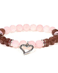 BRACCIALE IN QUARZO ROSA E QUARZO FRAGOLA CON CUORE - Calma e amore