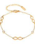 Bracciale dell’Amicizia Infinito con Strass in Acciaio Inossidabile Color Oro