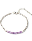Bracciale in Ametista Naturale Sfaccettata con Catena in Acciaio Inossidabile