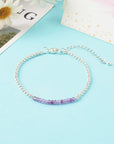 Bracciale in Ametista Naturale Sfaccettata con Catena in Acciaio Inossidabile