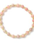 Bracciale Elastico in Opale Rosa Naturale ed Ematite Sintetica - equilibrio e forza interiore