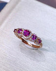 Anello Regolabile in Granato Naturale in argento 925