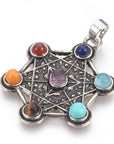 Ciondolo Cubo di Metatron in Pietre Naturali 7 chakra – Geometria Sacra