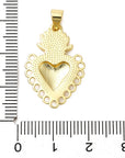 Ciondolo Sacro Cuore Smaltato Rosso in Ottone Placcato Oro 18K