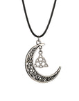 Collana Luna e Triskele - cordino nero 45cm
