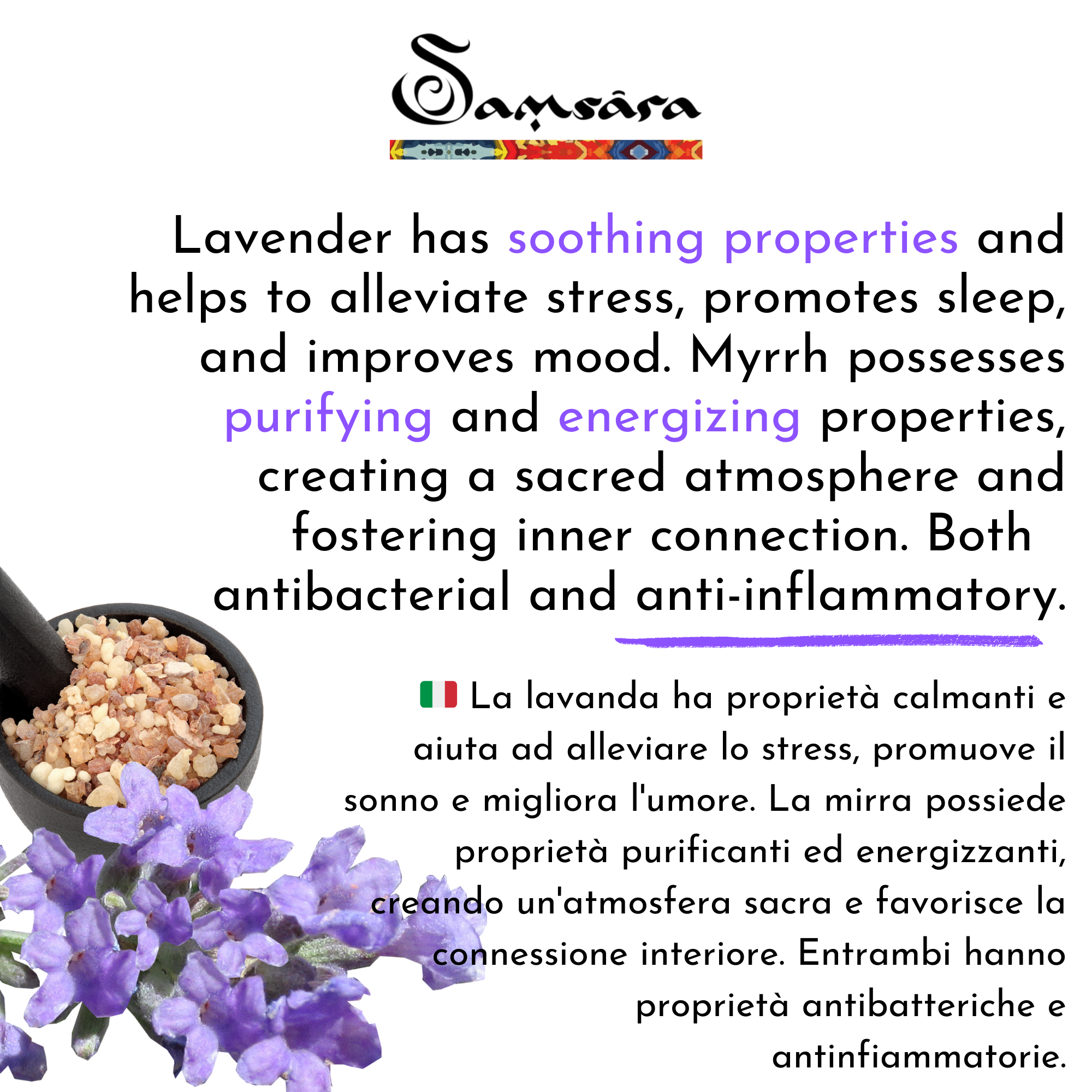 Samsara - 100% natural powder incense - lavender and myrrh