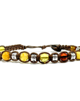Samsara Bracciale Tibetano in Argento 925 e Ambra - Filo in cotone cerato vari colori