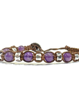 Samsara Bracciale Tibetano in Argento 925 e Ametista - Filo in cotone cerato vari colori