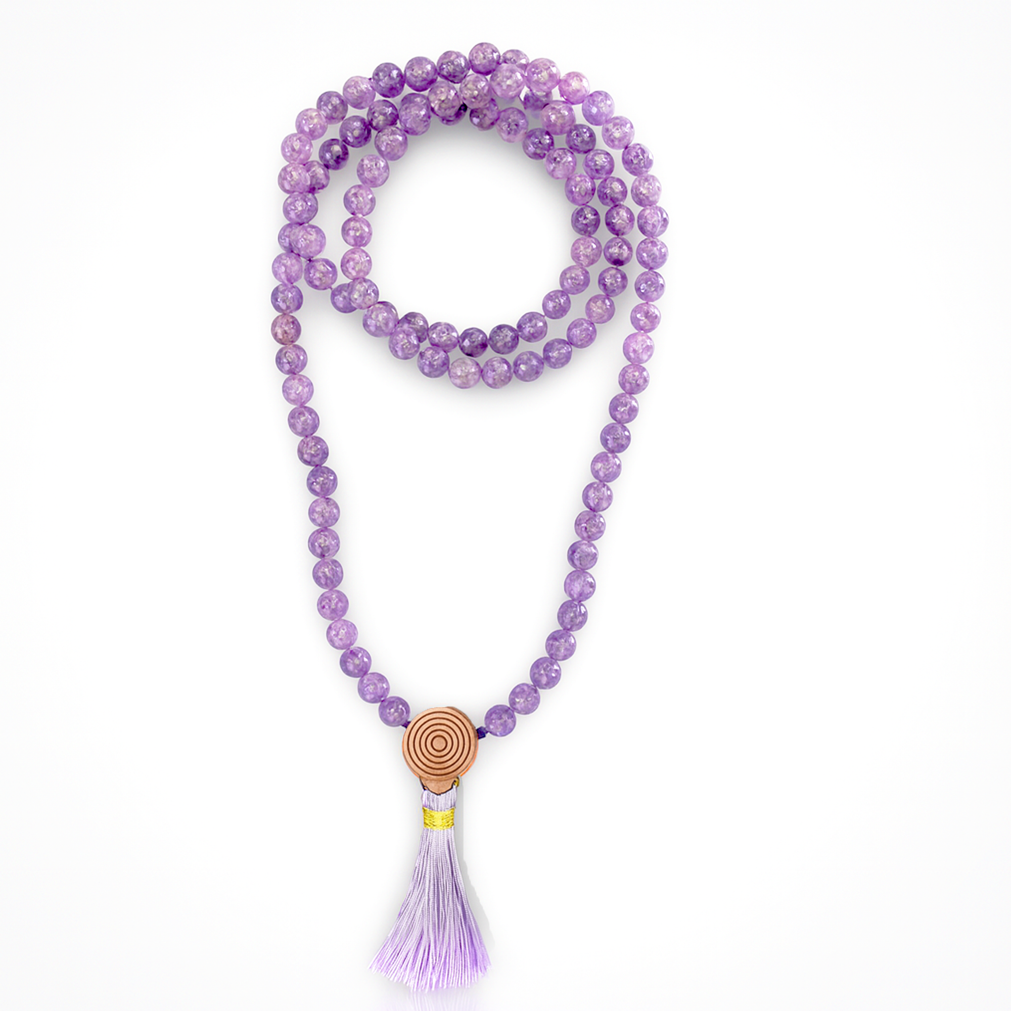 Mala Tibetana Amethyst quality AA+ With Nappa - Rosary necklace 108 pearls