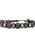 Samsara Bracciale Tibetano in Argento 925 e Ametista - Filo in cotone cerato vari colori