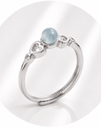 ANELLO CUORE CON ACQUAMARINA - Calma e comunicazione - Clorophilla Shop