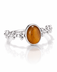 ANELLO FLOREALE CON OCCHIO DI TIGRE IN ARGENTO 925 - Forza e determinazione - Clorophilla Shop