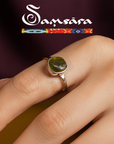 Samsara - Anello Moldavite in argento 925 naturale certificata con garanzia, regolabile
