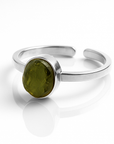 Samsara - Anello Moldavite in argento 925 naturale certificata con garanzia, regolabile