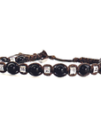 Samsara Bracciale Tibetano in Argento 925 e Tormalina Nera - Filo in cotone cerato vari colori