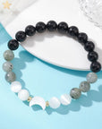 Bracciale Combo in Pietre Naturali: Tormalina, Labradorite e Selenite, Luna in Conchiglia - Clorophilla Shop