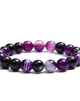 BRACCIALE ELASTICO IN AGATA VIOLA STRIATA - Serenità e creatività - Clorophilla Shop