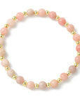 Bracciale Elastico in Opale Rosa Naturale ed Ematite Sintetica - equilibrio e forza interiore - Clorophilla Shop
