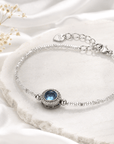 Bracciale in Argento 925 con Acquamarina Naturale – Sfere in Pietra e Centrale Pavé - Clorophilla Shop