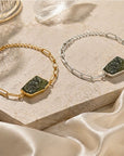 Bracciale in Moldavite Naturale in argento 925 regolabile - Confezione Regalo, garanzia - Clorophilla Shop