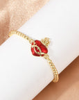 Bracciale in Ottone Sacro Cuore Placcato Oro con Zirconi Cubici – Maglia a Catena Box con Cuore Smaltato - Clorophilla Shop