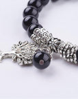 Bracciale in Pietra Agata nera con albero della vita - Protezione ed equilibrio - Clorophilla Shop
