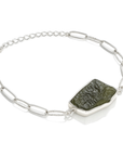 Bracciale in Moldavite Naturale in argento 925 regolabile - Confezione Regalo, garanzia e copia Certificato lotto