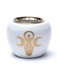 Bruciaincenso bianco con simbolo della Dea - Rituali di purificazione e cerimonie di incenso - Clorophilla Shop