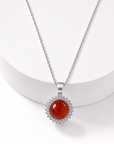 COLLANA CON CORNIOLA E ZIRCONI IN ARGENTO 925 - Motivazione e coraggio - Clorophilla Shop