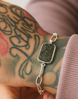 Bracciale in Moldavite Naturale in argento 925 regolabile - Confezione Regalo, garanzia e copia Certificato lotto