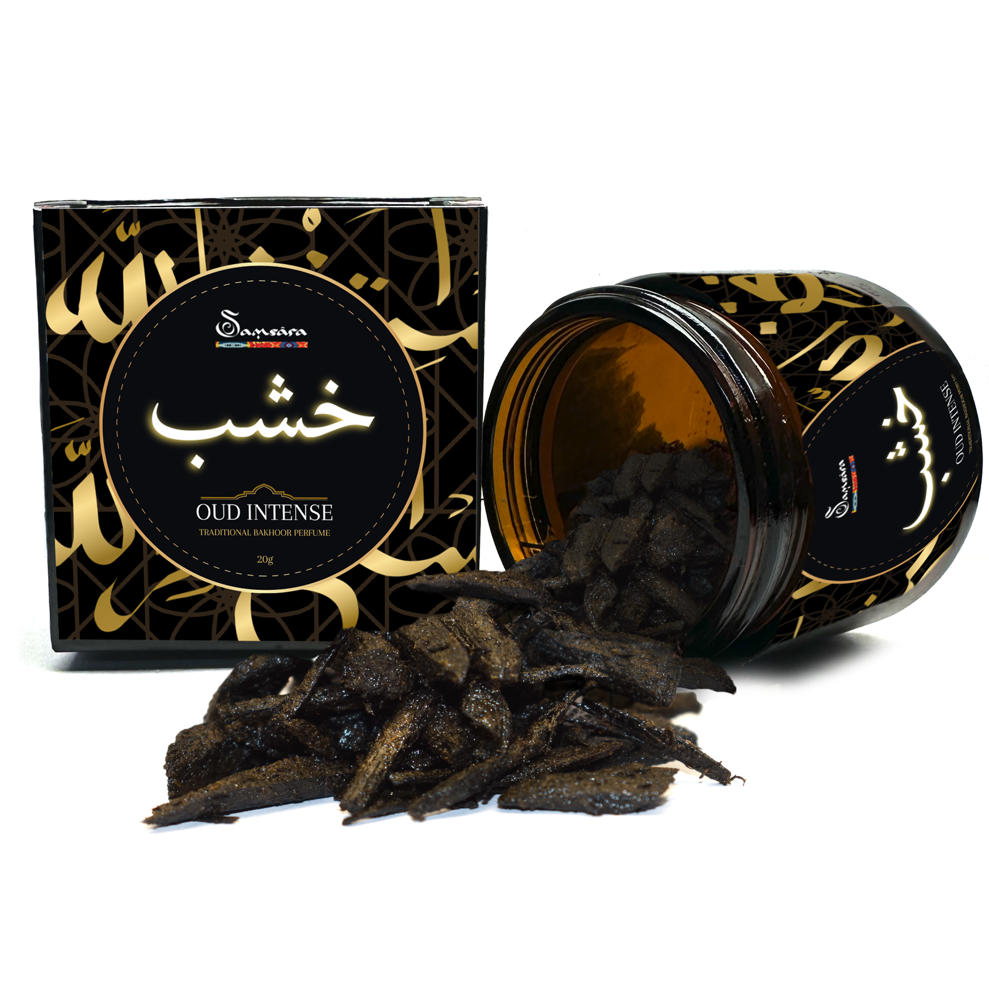 SAMSARA - Profumo Arabo solido Bakhoor con legno di Oud ultra Persistente | Profumo per Corpo, Capelli ed Indumenti - FARIS OUD | 20g - Made in Dubai