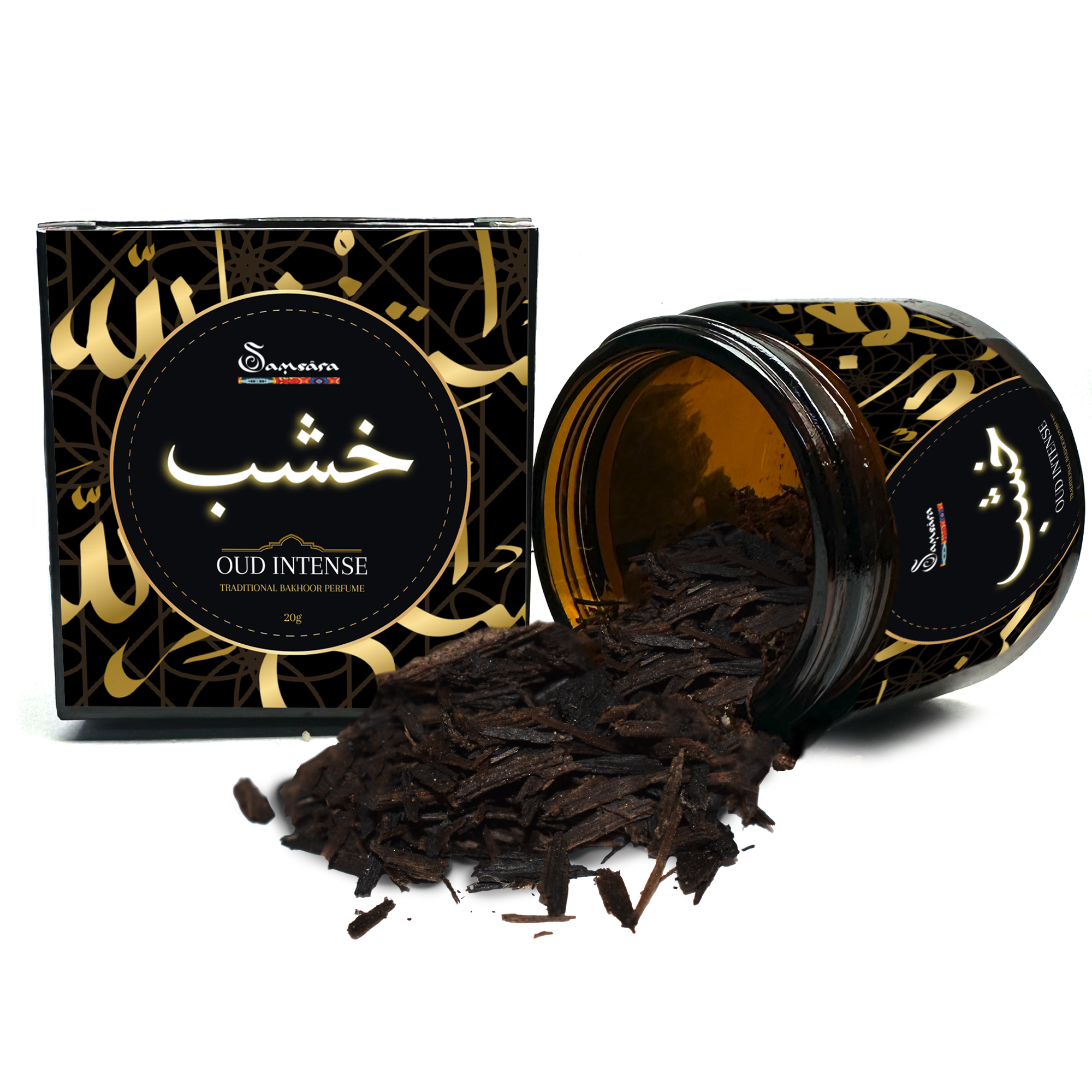 SAMSARA - Profumo Arabo solido Bakhoor con legno di Oud ultra Persistente | Profumo per Corpo, Capelli ed Indumenti - JASMINE OUD | 20g - Made in Dubai