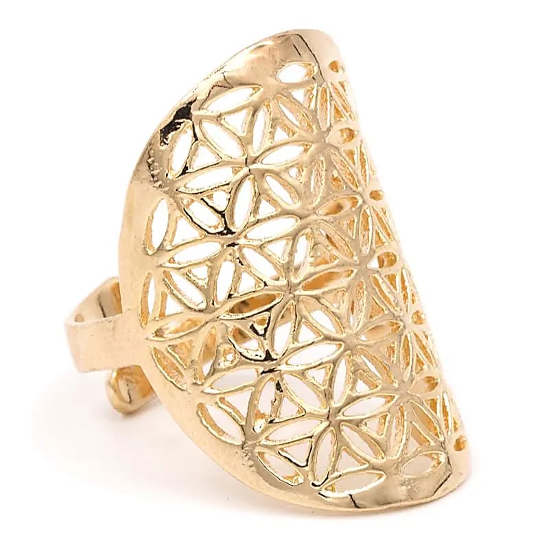 Anello Fiore della Vita in Ottone senza Nichel - Colore Oro - clorophilla-shop