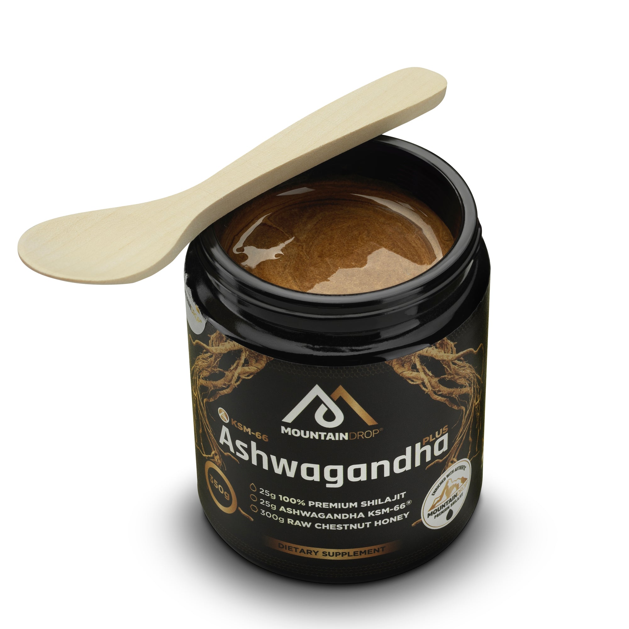 Mountaindrop ASHWAGANDHA - Ashwagandha con Shilajit e miele di castagno 350g - Rilassamento fisico e mentale