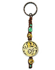 Samsara Tibetan Keychiavi artisan in green agate and brass - positive energy and protection