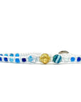 Samsara Cavigliera tibetana Shamballa con pietre - AGATA BLU STRIATA FILO BIANCO