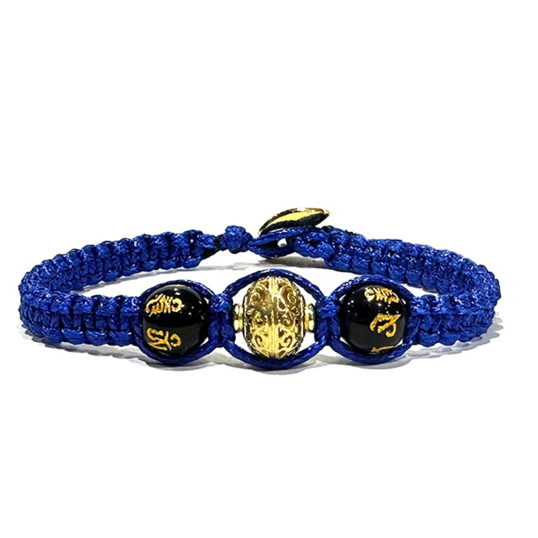 Samsara Kabbalah Tibetan artisan bracelet of luck - Mistique jewel in adjustable waxing rope and stones with mantra