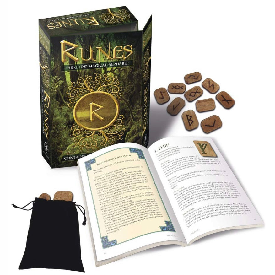 Lo Scarabeo KIT RUNE "I segreti della Magia Runica" - Elegante cofanetto con 25 Rune in Legno e libro di 176 pagine