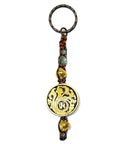 Samsara Tibetan Keychain Artisan in African and brass turquoise - positive energy and protection