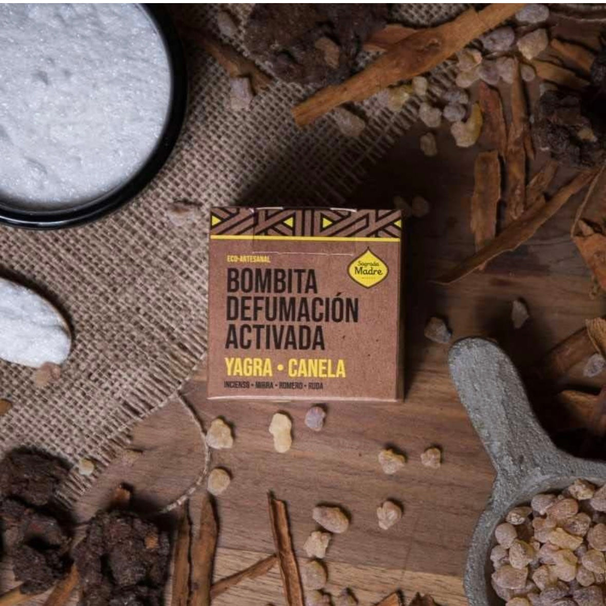 Sagrada Mother Bombge Smudge of Handcrafted Natural Herbs - Yagra and Cinnamon