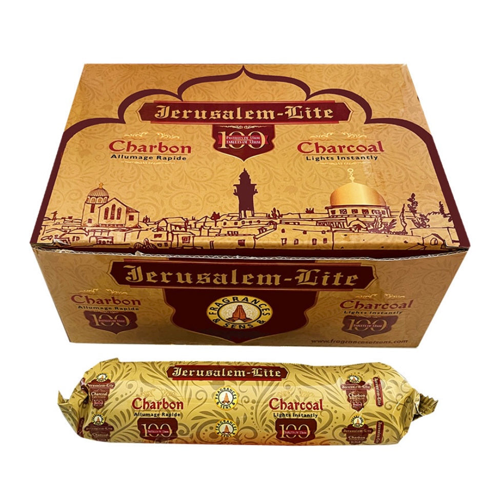 Jerusalem -like charcoal to burn incense in grains, resins and herbs - 10pz roll
