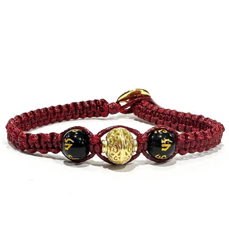 Samsara Kabbalah Tibetan artisan bracelet of luck - Mistique jewel in adjustable waxing rope and stones with mantra