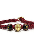 Samsara Kabbalah Bracciale artigianale Tibetano della fortuna - Gioiello mistico in corda cerata regolabile e pietre con mantra