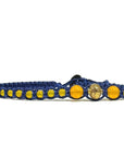 Samsara Cavigliera tibetana Shamballa con pietre - AGATA GIALLA FILO BLU