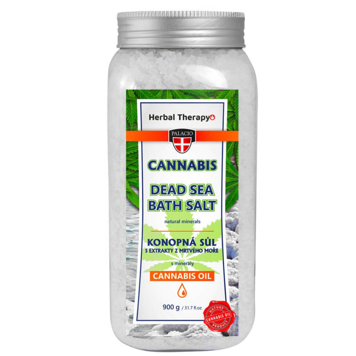 Herbal Therapy Palacio Sali da bagno del Mar morto alla Cannabis - 900g