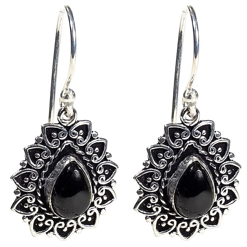 Orecchini con pietra Tormalina Nera - Senza Nichel - clorophilla-shop