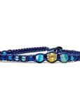 Samsara Cavigliera tibetana Shamballa con pietre - AGATA BLU STRIATA FILO BLU